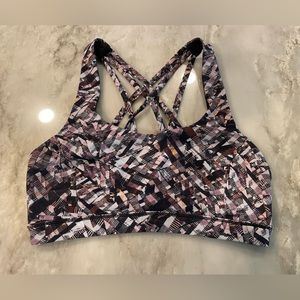 LuluLemon sports bra size 4 purple geometric strappy back